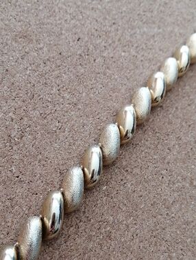 Gold-Tone Twisted Brushed And Glossy Vintage Bracelet 7.25"
